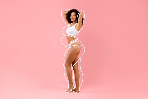 woman in white underwear with body contours around her figure